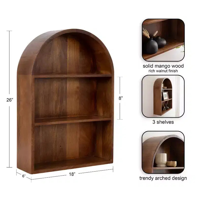 Mensola da Parete ad Arco Geometrico 18"x26" – Marrone Noce