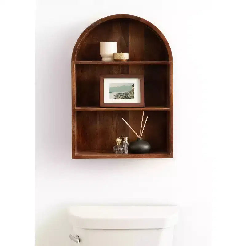 Mensola da Parete ad Arco Geometrico 18"x26" – Marrone Noce