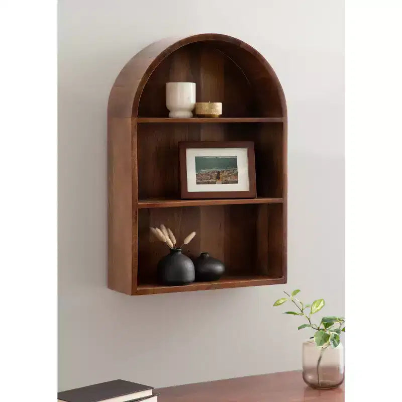 Mensola da Parete ad Arco Geometrico 18"x26" – Marrone Noce