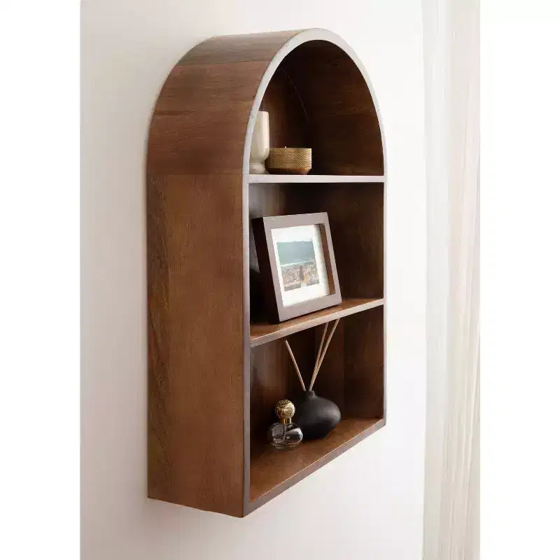 Mensola da Parete ad Arco Geometrico 18"x26" – Marrone Noce