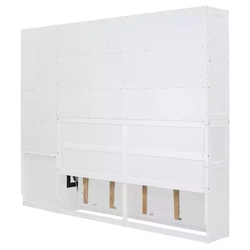 Letto a Scomparsa a Muro Singolo con Armadio, Cassetti e Scrivania, Design Pieghevole Salvaspazio - Bianco o Grigio, 110.7"L x 15.7"P x 90.4"A