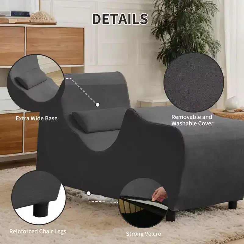 Sedia a sdraio da yoga in velluto per adulti, telaio pieghevole per esercizi, stretching e relax, 58,42 cm L x 139,7 cm P x 78,74 cm H