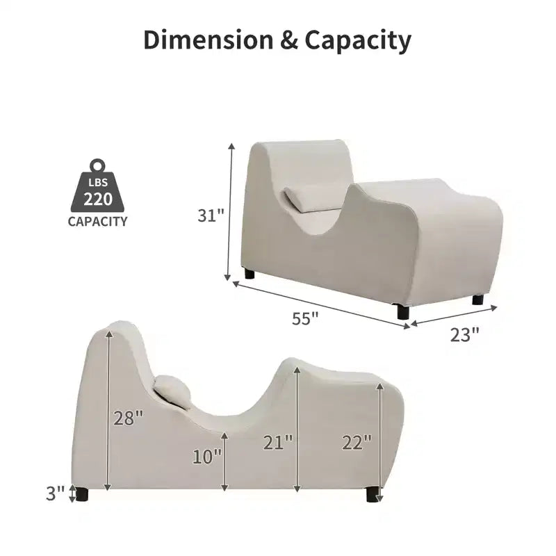 Sedia a sdraio da yoga in velluto per adulti, telaio pieghevole per esercizi, stretching e relax, 58,42 cm L x 139,7 cm P x 78,74 cm H