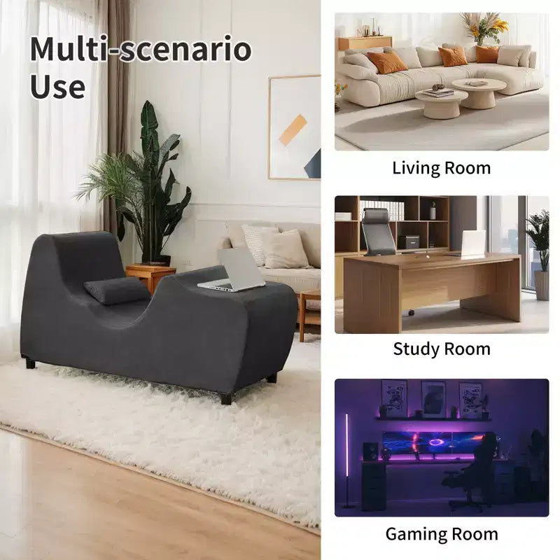Sedia a sdraio da yoga in velluto per adulti, telaio pieghevole per esercizi, stretching e relax, 58,42 cm L x 139,7 cm P x 78,74 cm H