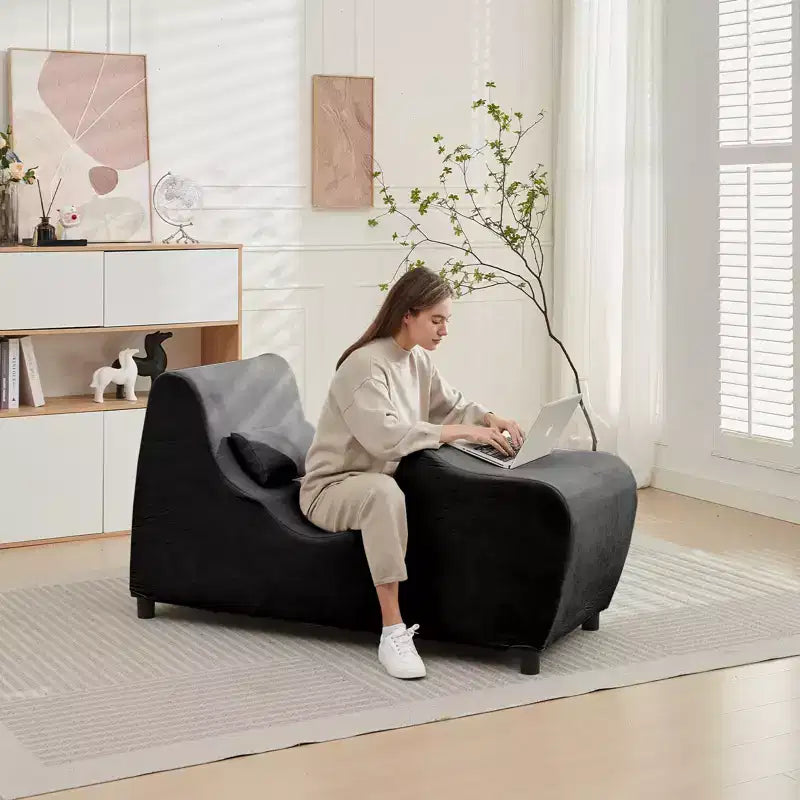 Sedia a sdraio da yoga in velluto per adulti, telaio pieghevole per esercizi, stretching e relax, 58,42 cm L x 139,7 cm P x 78,74 cm H
