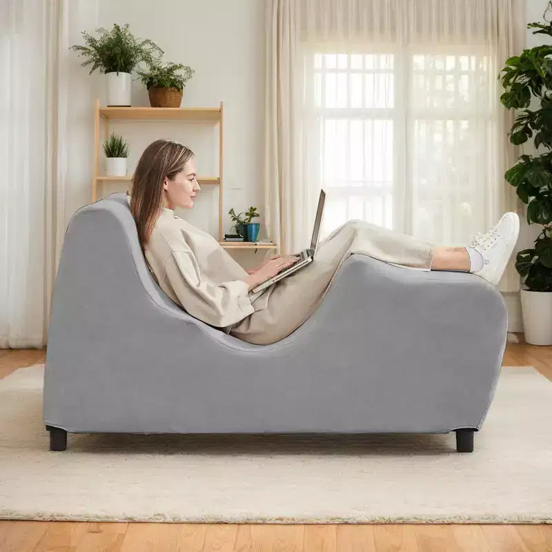 Sedia a sdraio da yoga in velluto per adulti, telaio pieghevole per esercizi, stretching e relax, 58,42 cm L x 139,7 cm P x 78,74 cm H