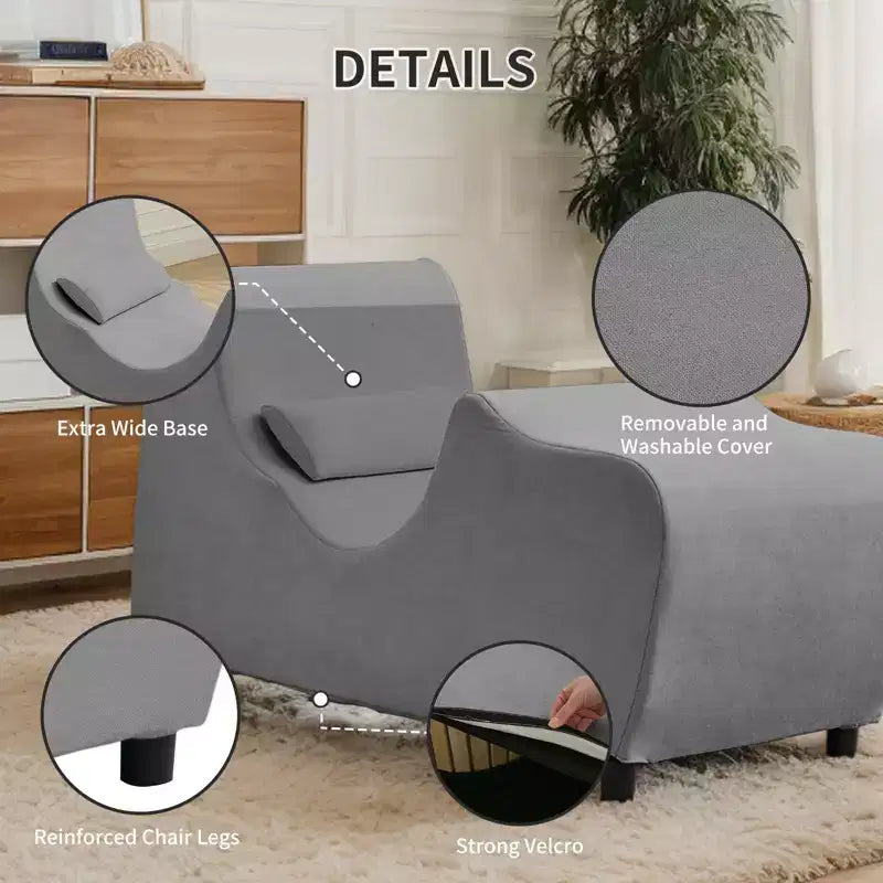 Sedia a sdraio da yoga in velluto per adulti, telaio pieghevole per esercizi, stretching e relax, 58,42 cm L x 139,7 cm P x 78,74 cm H