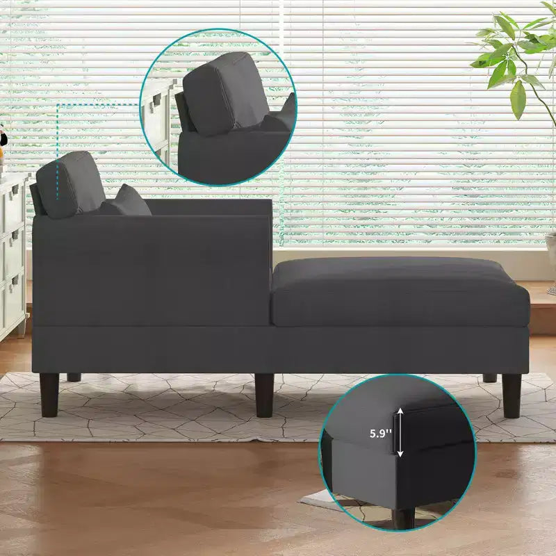 Chaise longue divano da 94 cm in velluto ghiaccio per soggiorno, camera da letto e piccoli spazi - Colori multipli