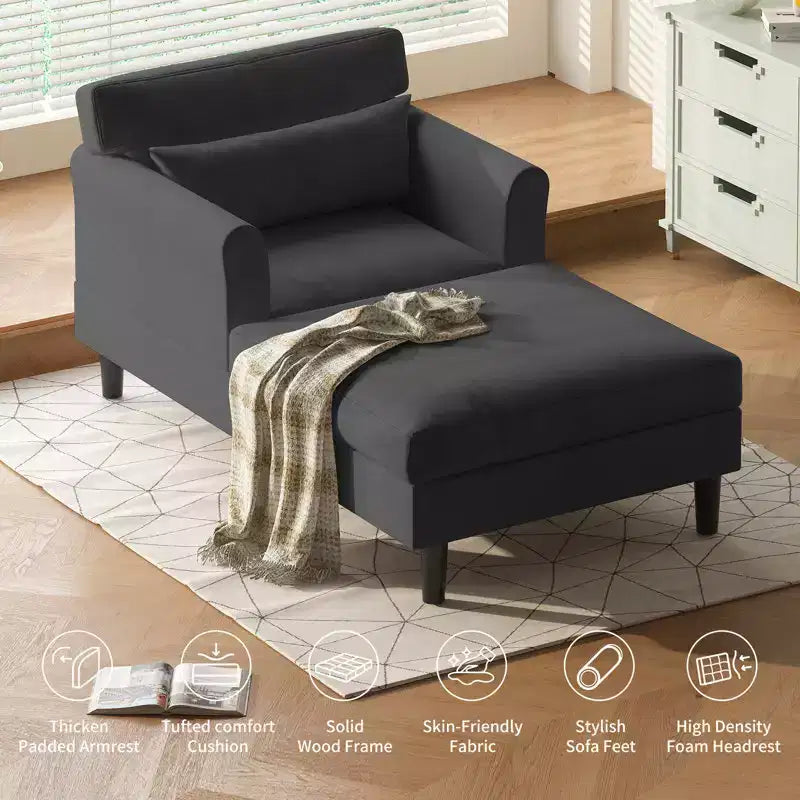 Chaise longue divano da 94 cm in velluto ghiaccio per soggiorno, camera da letto e piccoli spazi - Colori multipli