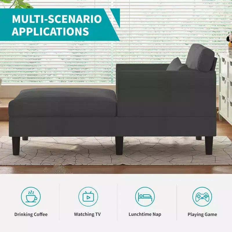 Chaise longue divano da 94 cm in velluto ghiaccio per soggiorno, camera da letto e piccoli spazi - Colori multipli