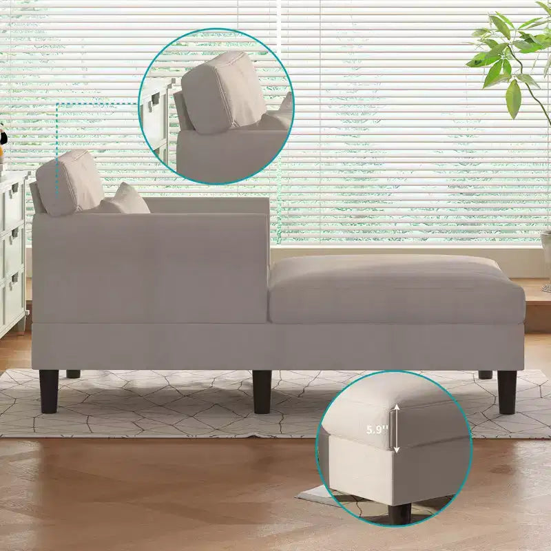Chaise longue divano da 94 cm in velluto ghiaccio per soggiorno, camera da letto e piccoli spazi - Colori multipli