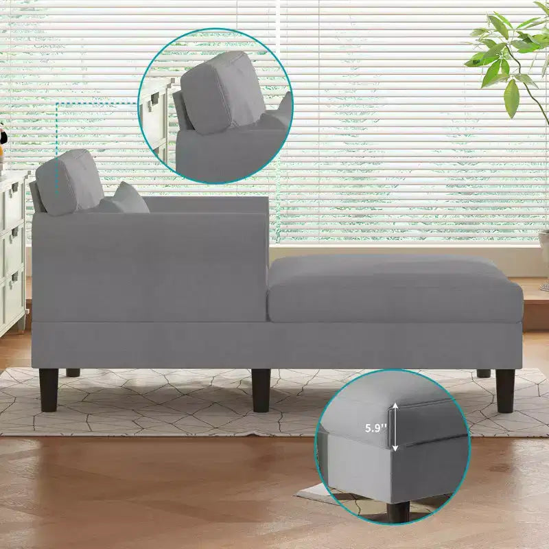 Chaise longue divano da 94 cm in velluto ghiaccio per soggiorno, camera da letto e piccoli spazi - Colori multipli