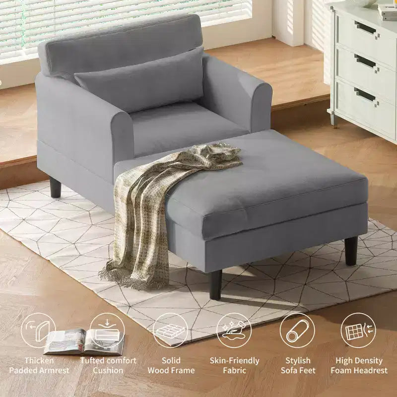 Chaise longue divano da 94 cm in velluto ghiaccio per soggiorno, camera da letto e piccoli spazi - Colori multipli