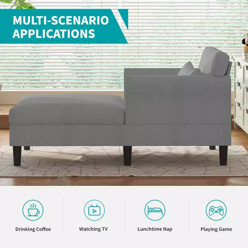 Chaise longue divano da 94 cm in velluto ghiaccio per soggiorno, camera da letto e piccoli spazi - Colori multipli