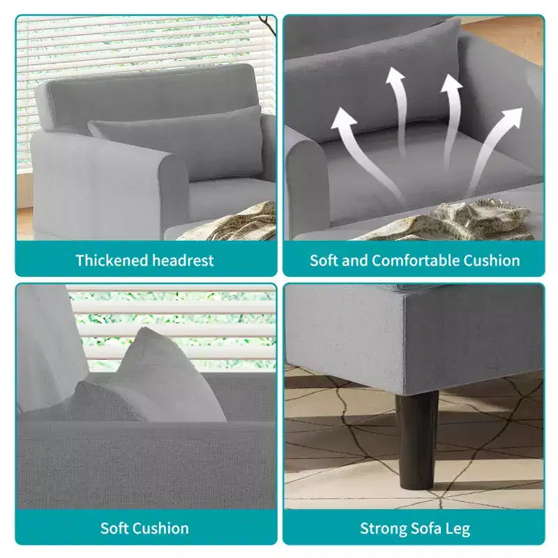 Chaise longue divano da 94 cm in velluto ghiaccio per soggiorno, camera da letto e piccoli spazi - Colori multipli
