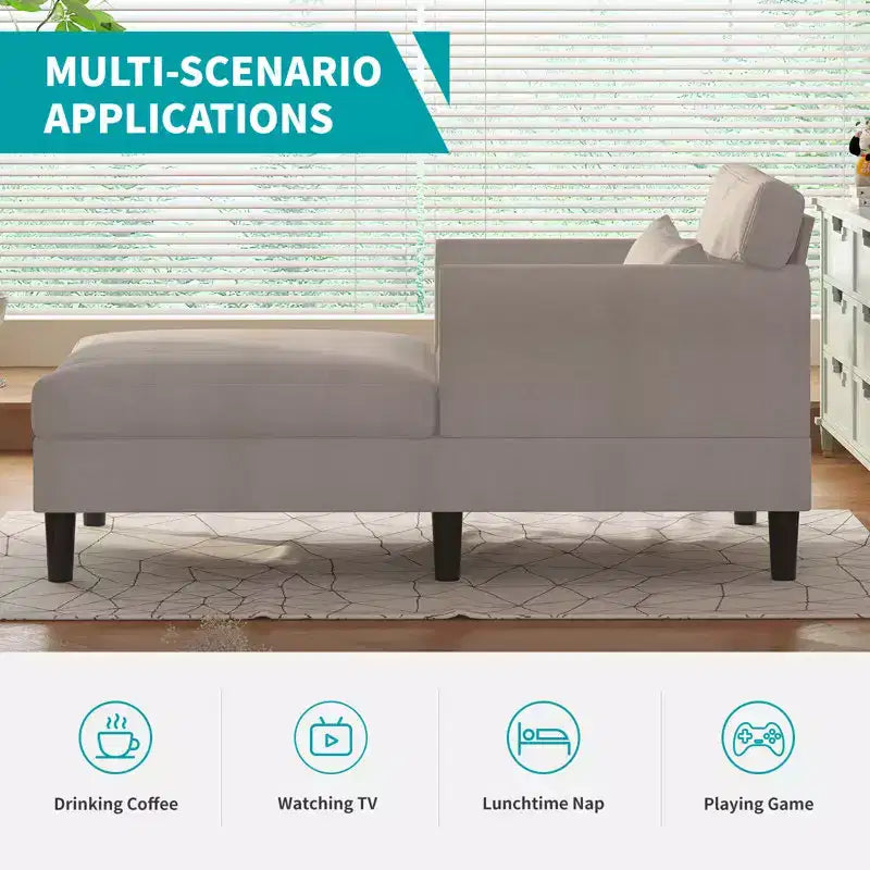 Chaise longue divano da 94 cm in velluto ghiaccio per soggiorno, camera da letto e piccoli spazi - Colori multipli