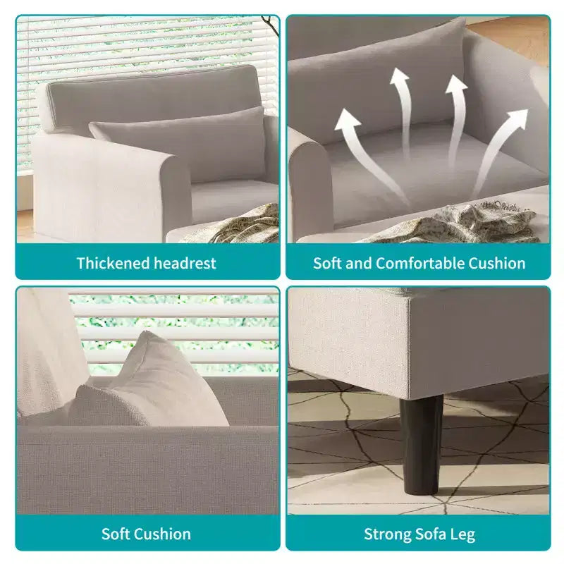 Chaise longue divano da 94 cm in velluto ghiaccio per soggiorno, camera da letto e piccoli spazi - Colori multipli