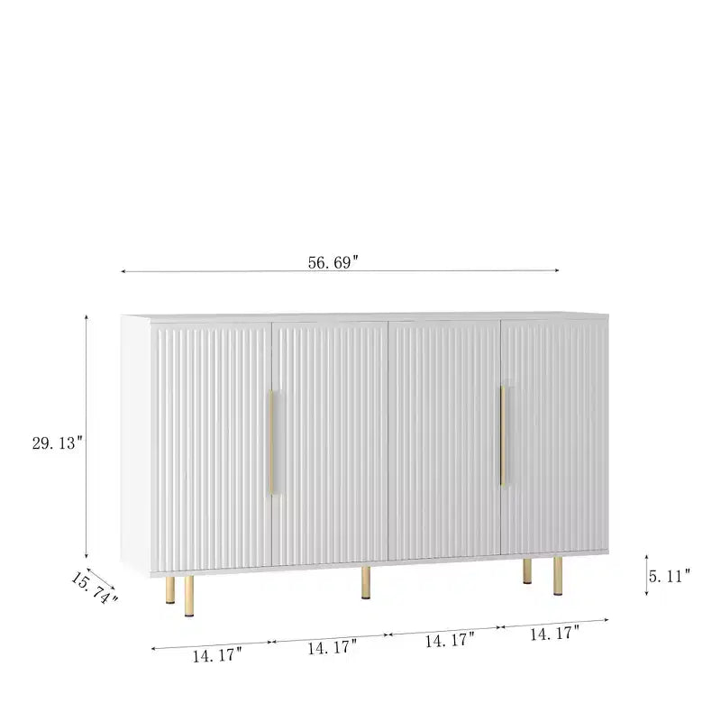 Madia Credenza a Colonna con Ante Scanalate e Spazio Contenitore