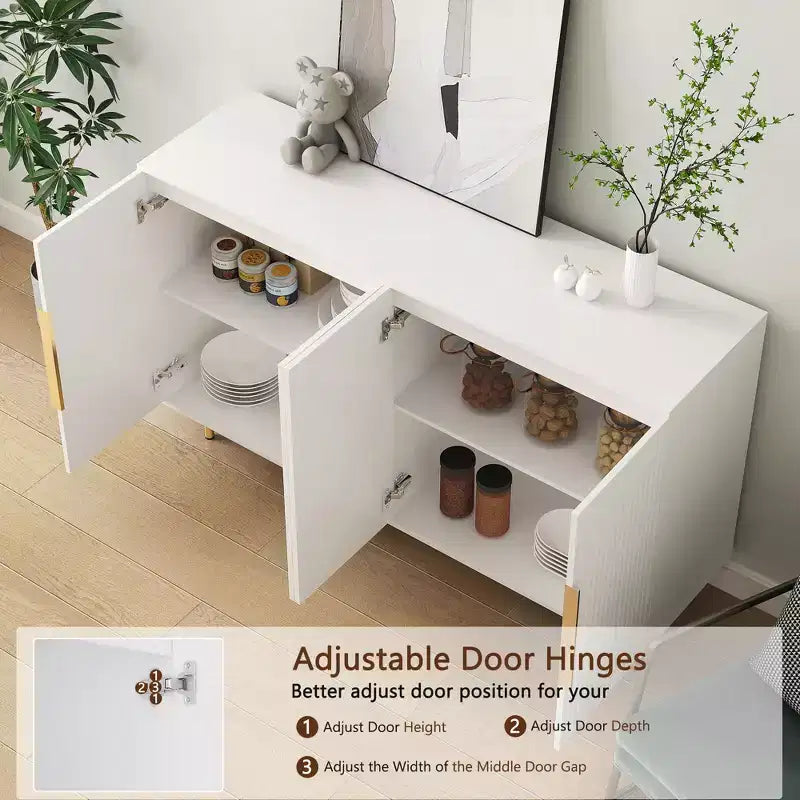 Madia Credenza a Colonna con Ante Scanalate e Spazio Contenitore