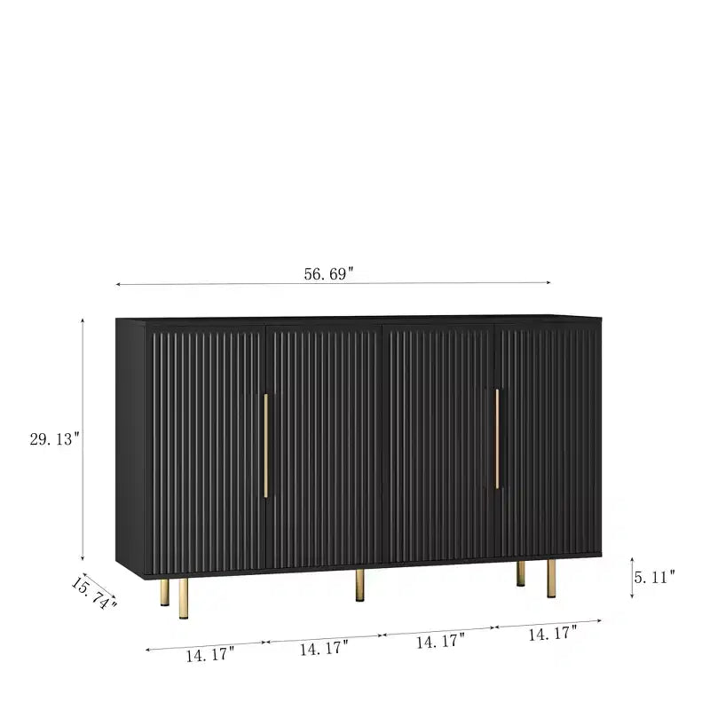 Madia Credenza a Colonna con Ante Scanalate e Spazio Contenitore