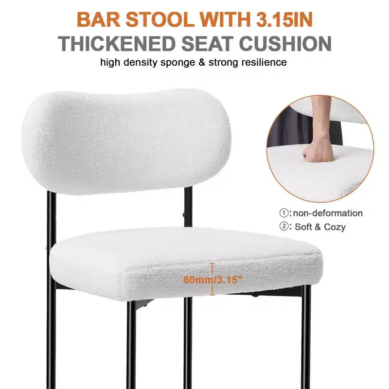 Set di 2 sgabelli da bar moderni imbottiti altezza bancone