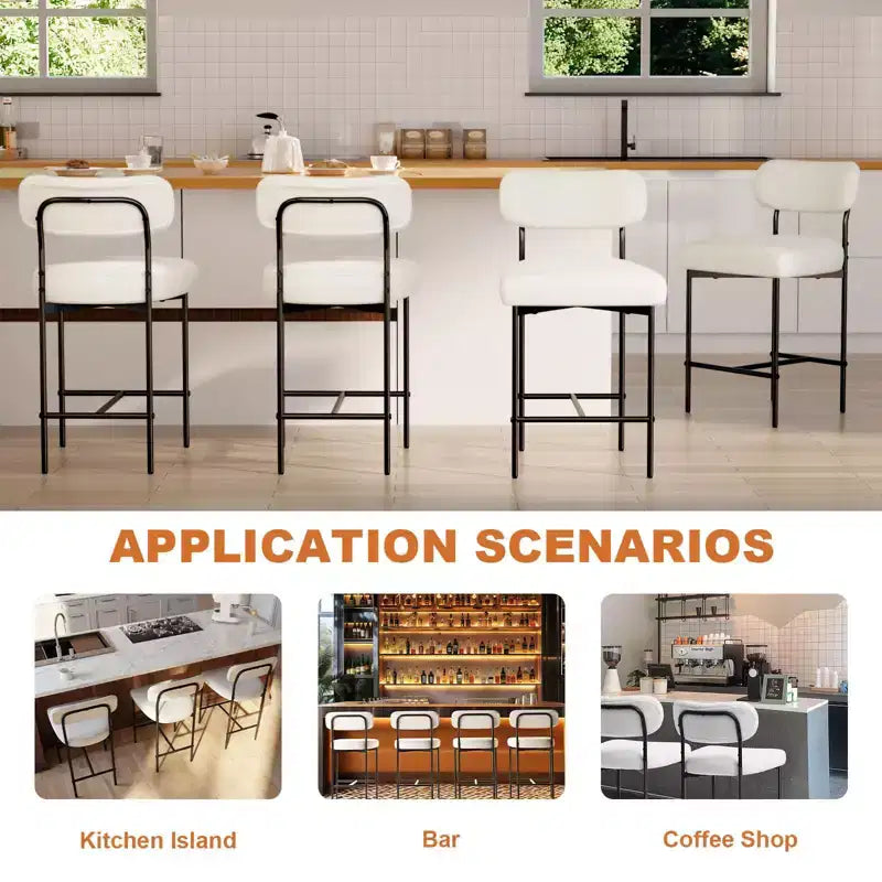 Set di 2 sgabelli da bar moderni imbottiti altezza bancone