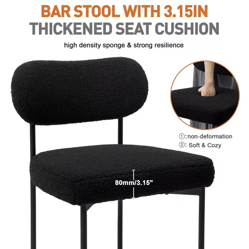 Set di 2 sgabelli da bar moderni imbottiti altezza bancone