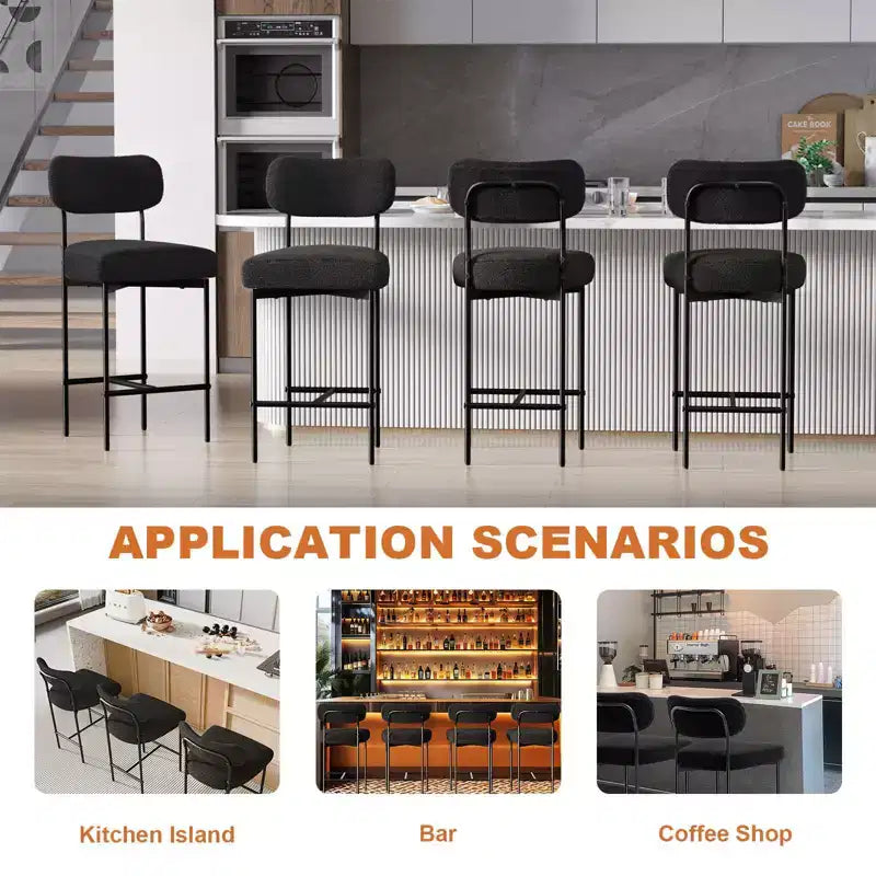 Set di 2 sgabelli da bar moderni imbottiti altezza bancone