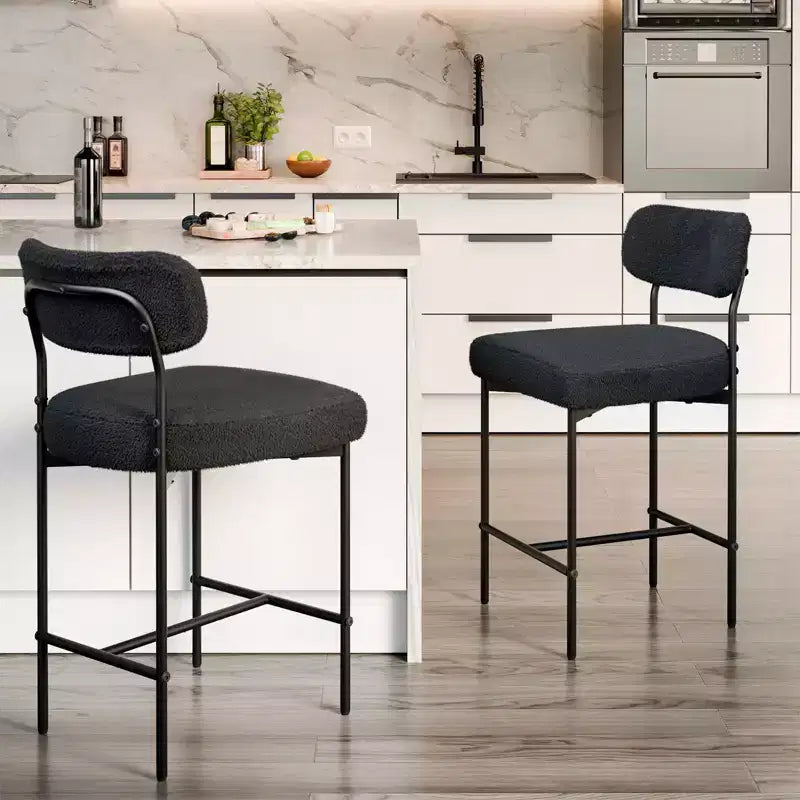 Set di 2 sgabelli da bar moderni imbottiti altezza bancone