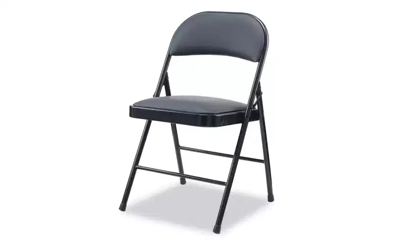 Sedia Pieghevole Imbottita in PU, Supporta Fino a 113 kg, Nera - Set da 4