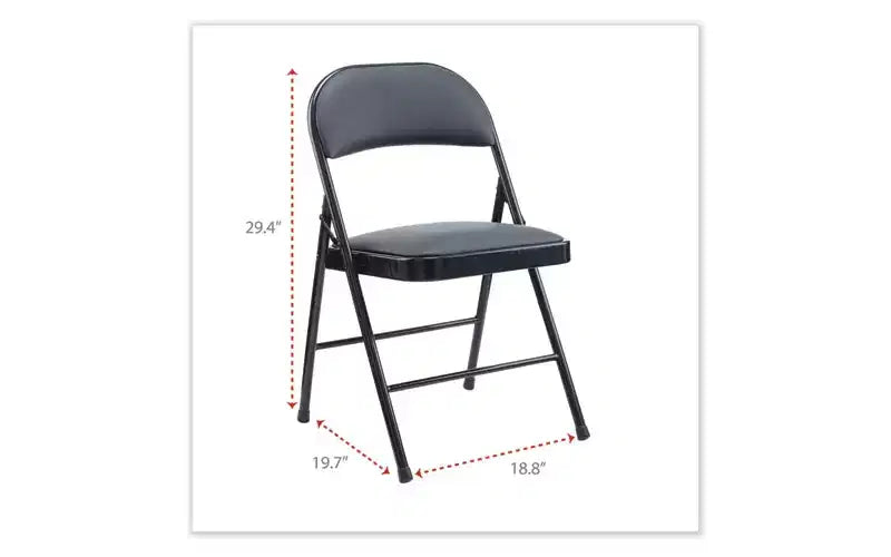 Sedia Pieghevole Imbottita in PU, Supporta Fino a 113 kg, Nera - Set da 4