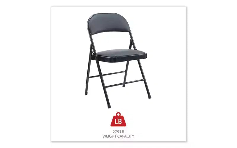 Sedia Pieghevole Imbottita in PU, Supporta Fino a 113 kg, Nera - Set da 4