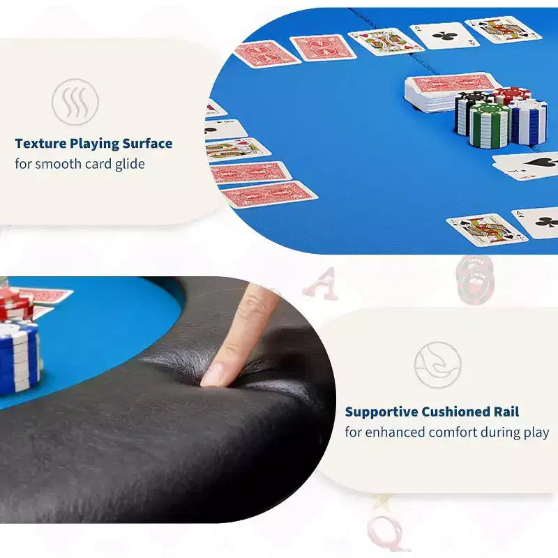 Tavolo da poker pieghevole rotondo per 8 giocatori da 48 pollici con portabicchieri e superficie in feltro