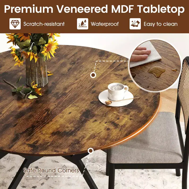 Tavolo da Pranzo Rotondo Pieghevole Allungabile da 47" con Ante a Goccia per Cucina di Casa e Piccoli Spazi