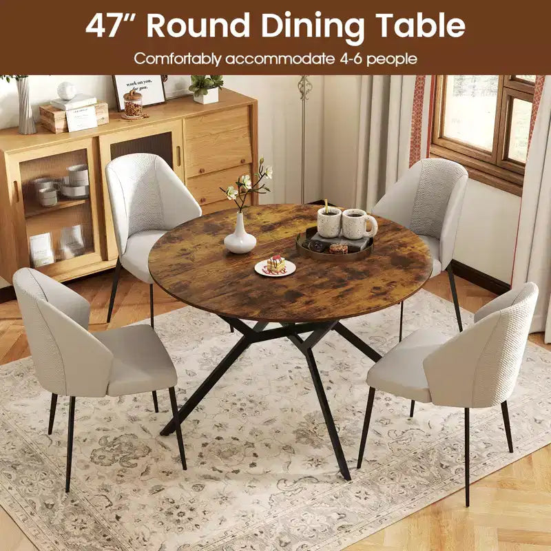 Tavolo da Pranzo Rotondo Pieghevole Allungabile da 47" con Ante a Goccia per Cucina di Casa e Piccoli Spazi