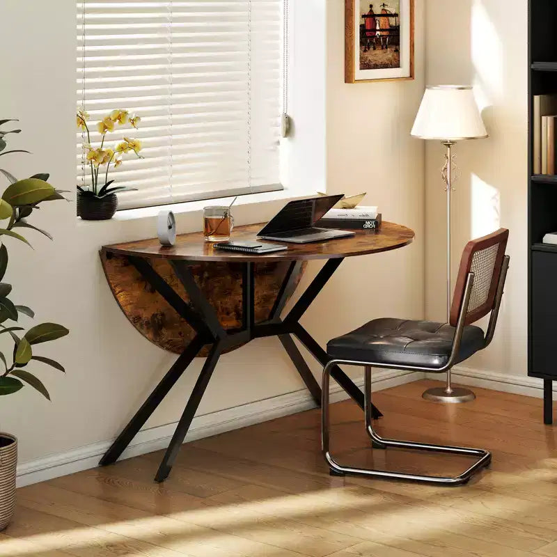 Tavolo da Pranzo Rotondo Pieghevole Allungabile da 47" con Ante a Goccia per Cucina di Casa e Piccoli Spazi