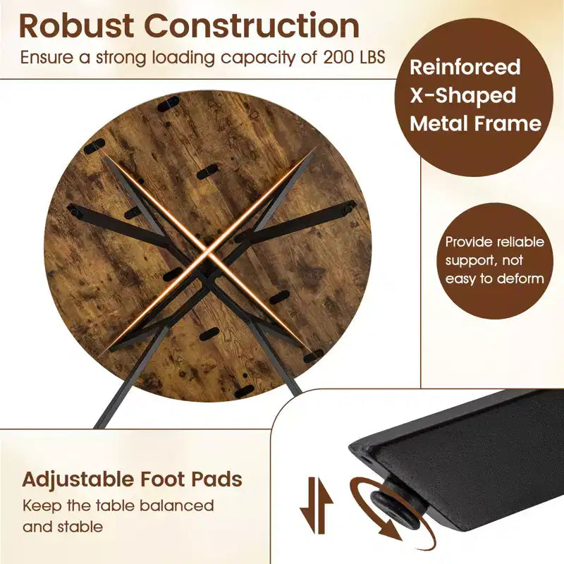 Tavolo da Pranzo Rotondo Pieghevole Allungabile da 47" con Ante a Goccia per Cucina di Casa e Piccoli Spazi
