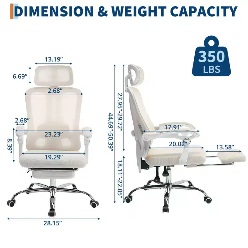 Sedia ergonomica reclinabile con schienale alto in mesh, poggiapiedi estraibile, supporto lombare e poggiatesta regolabili, per ufficio domestico e sala gaming