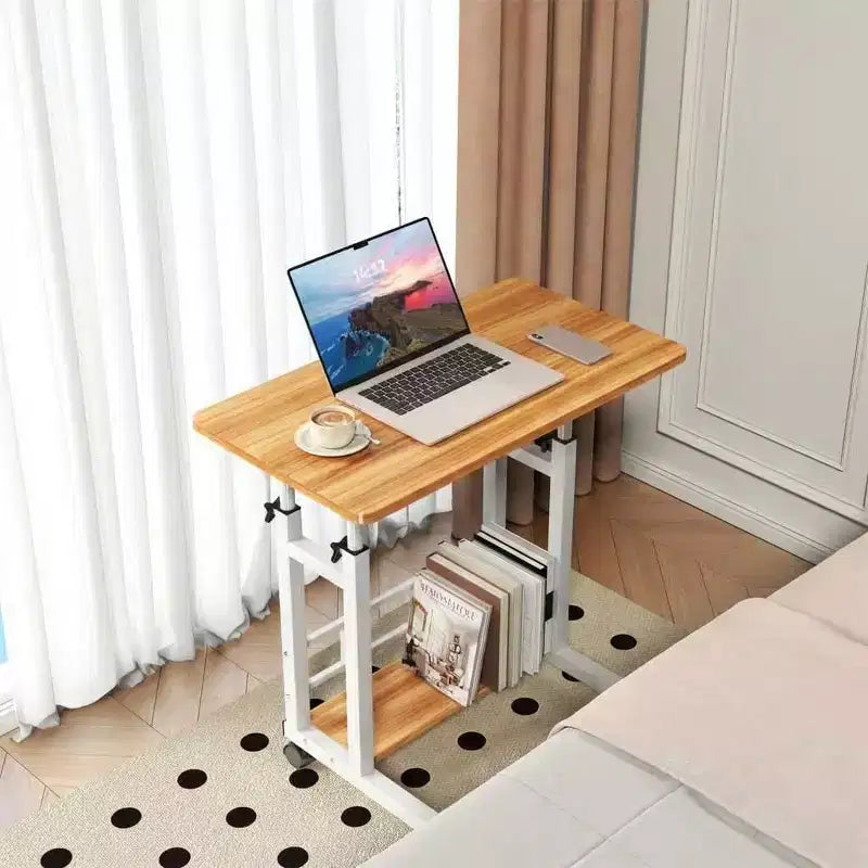 Scrivania mobile regolabile in altezza con rotelle e cassetto, 80 cm L x 40 cm P, intervallo di altezza 69–90 cm