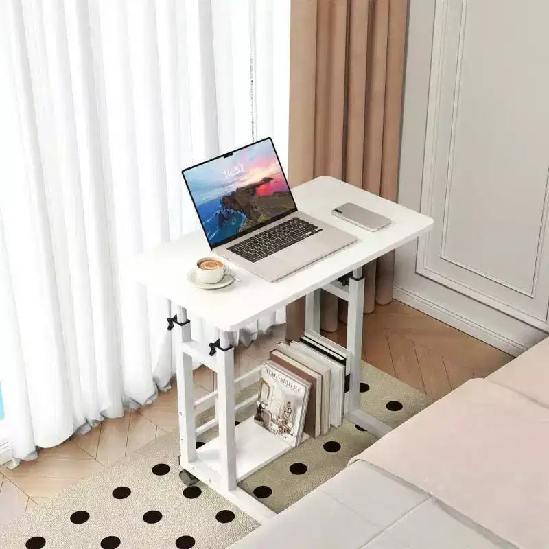 Scrivania mobile regolabile in altezza con rotelle e cassetto, 80 cm L x 40 cm P, intervallo di altezza 69–90 cm