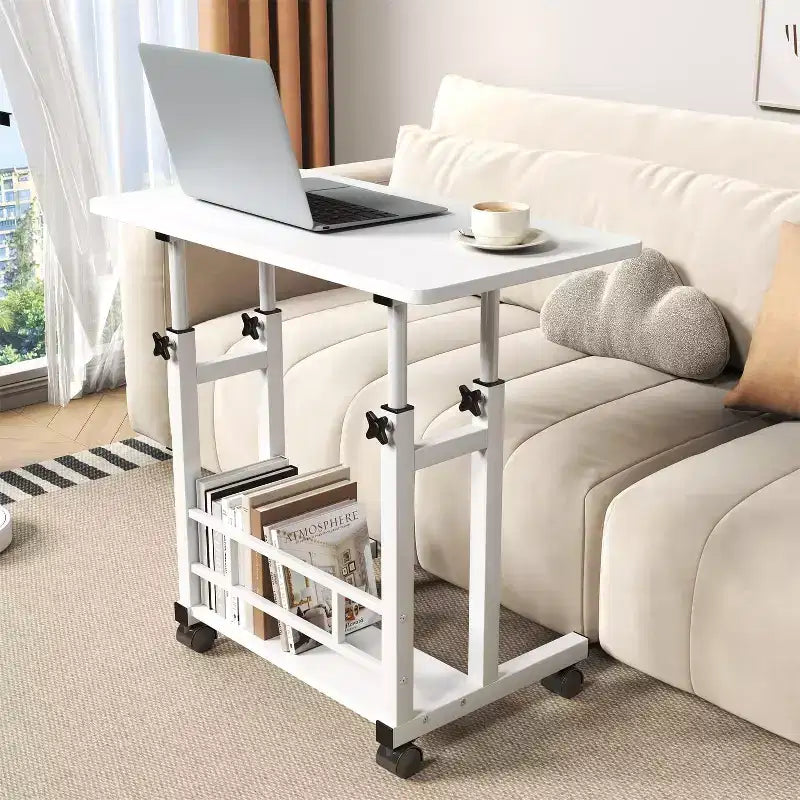 Scrivania mobile regolabile in altezza con rotelle e cassetto, 80 cm L x 40 cm P, intervallo di altezza 69–90 cm