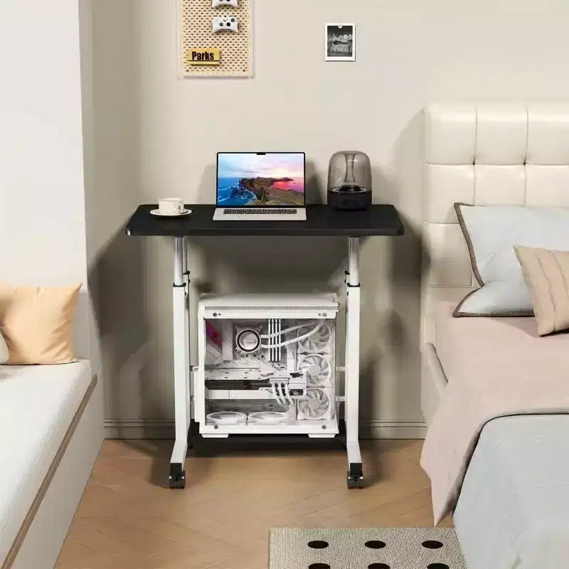 Scrivania mobile regolabile in altezza con rotelle e cassetto, 80 cm L x 40 cm P, intervallo di altezza 69–90 cm