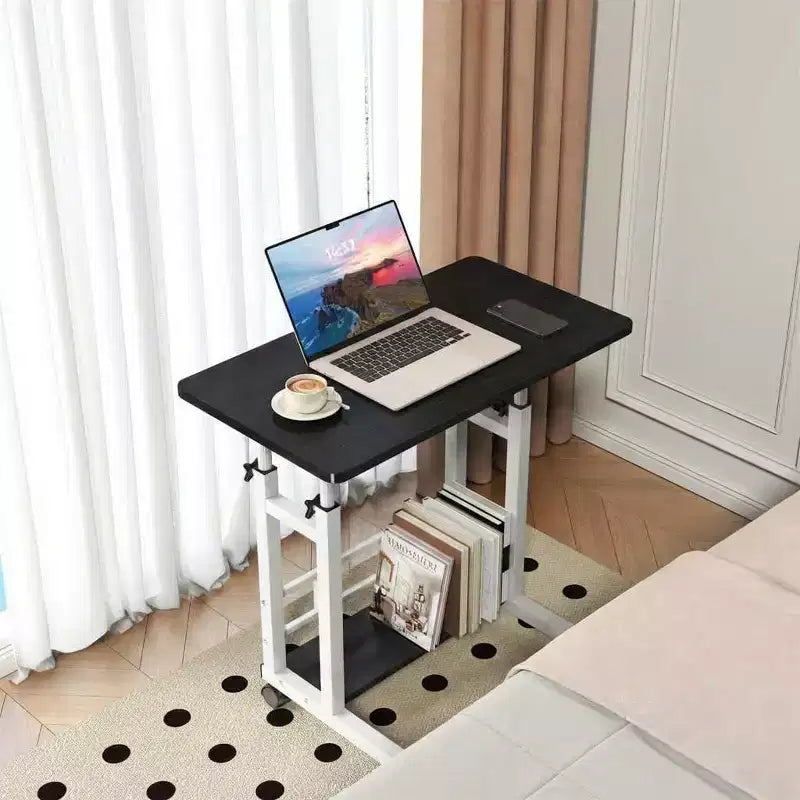 Scrivania mobile regolabile in altezza con rotelle e cassetto, 80 cm L x 40 cm P, intervallo di altezza 69–90 cm