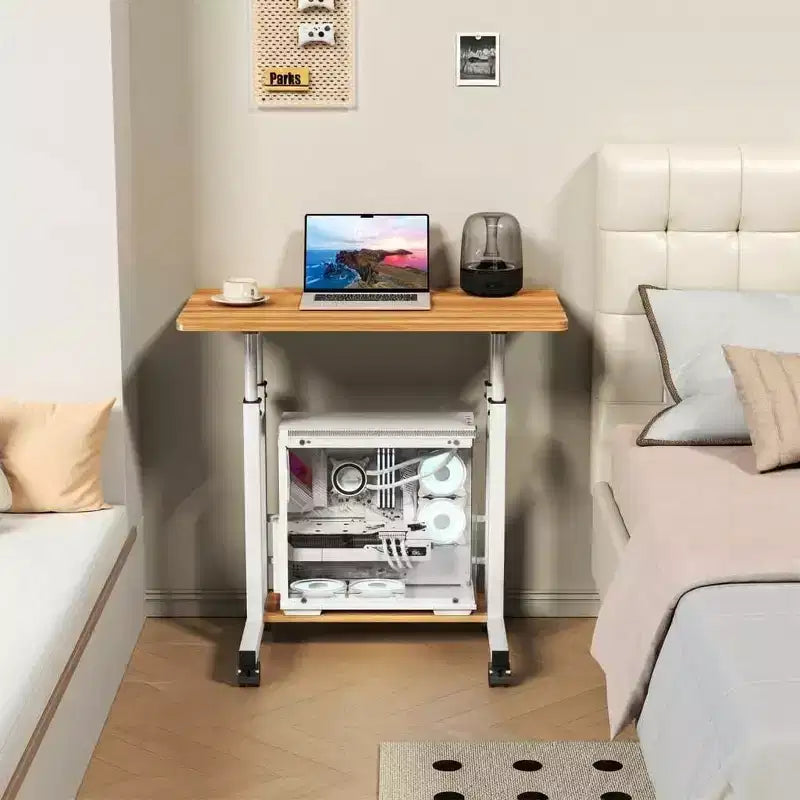 Scrivania mobile regolabile in altezza con rotelle e cassetto, 80 cm L x 40 cm P, intervallo di altezza 69–90 cm