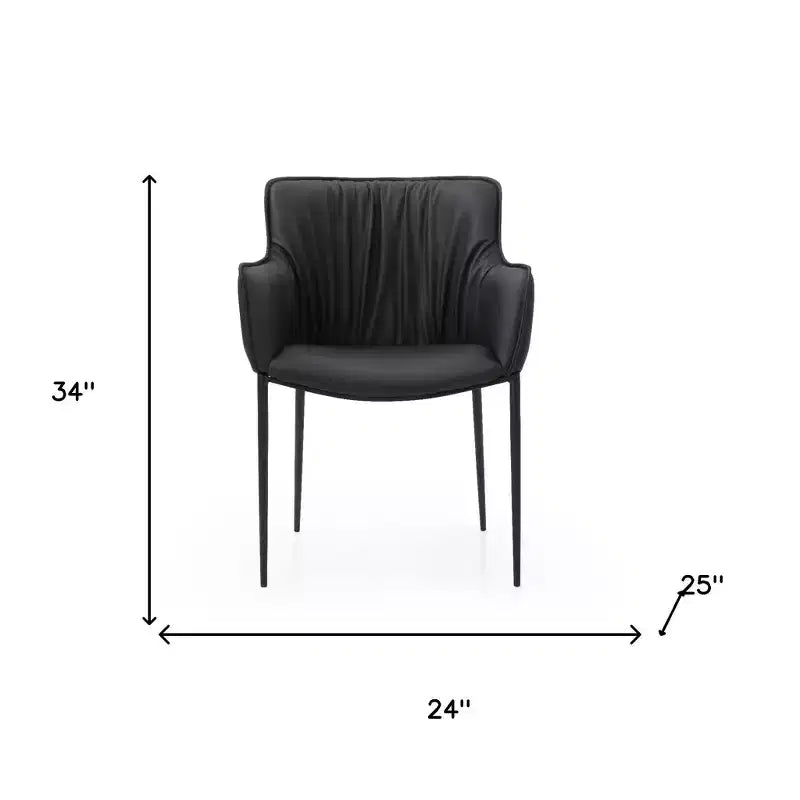Sedia da pranzo con braccioli in similpelle nera e struttura in acciaio, 61 cm L x 63,5 cm P x 86,4 cm H