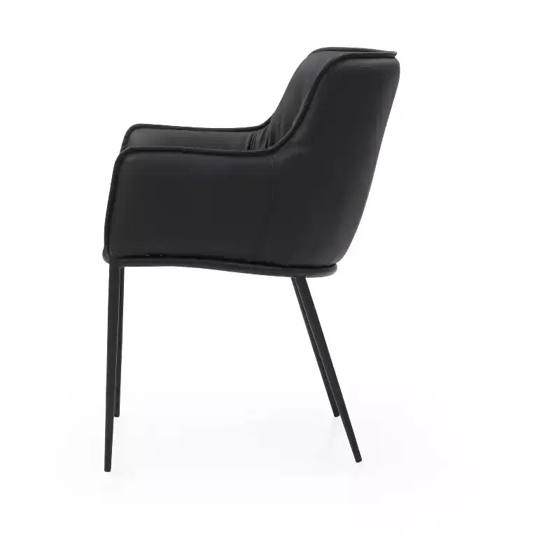 Sedia da pranzo con braccioli in similpelle nera e struttura in acciaio, 61 cm L x 63,5 cm P x 86,4 cm H