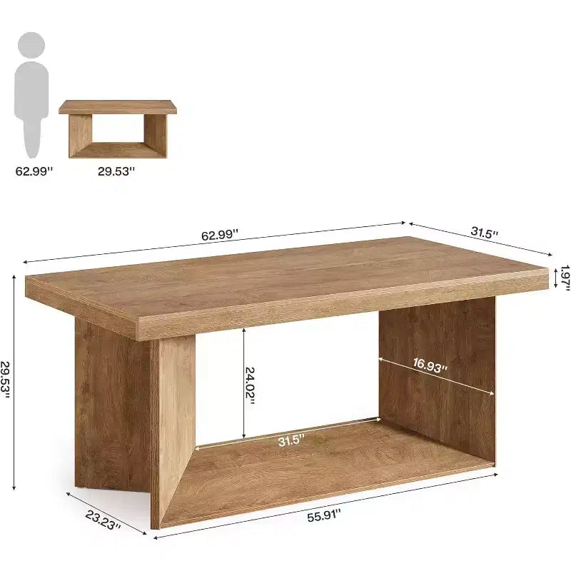 Scrivania direzionale da 63 pollici per ufficio domestico, workstation in stile rustico con piedistallo resistente - Marrone rustico