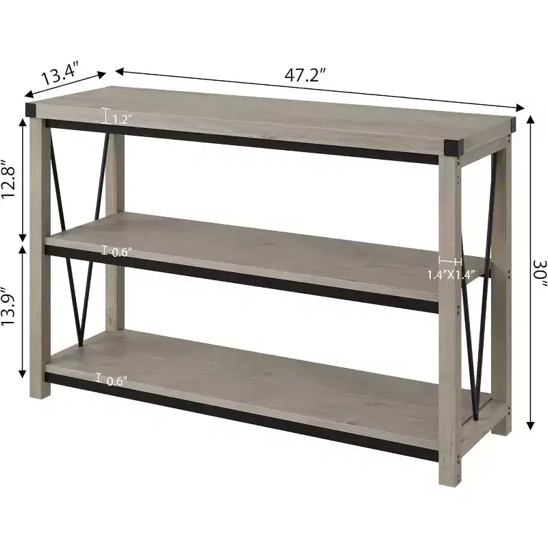 Console da 47 pollici con 3 ripiani – Legno Grigio
