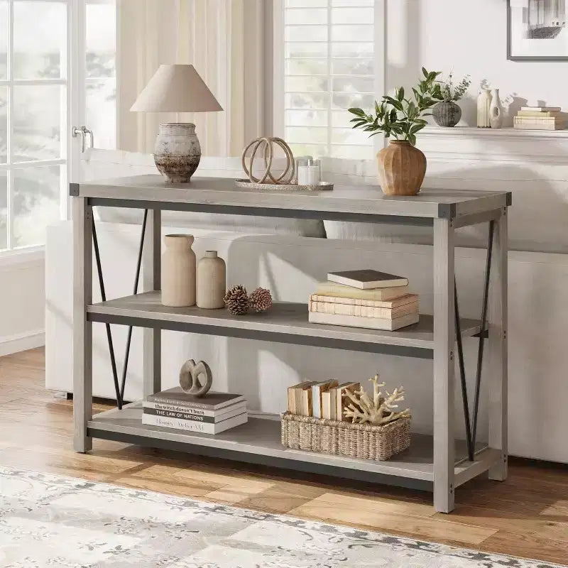 Console da 47 pollici con 3 ripiani – Legno Grigio