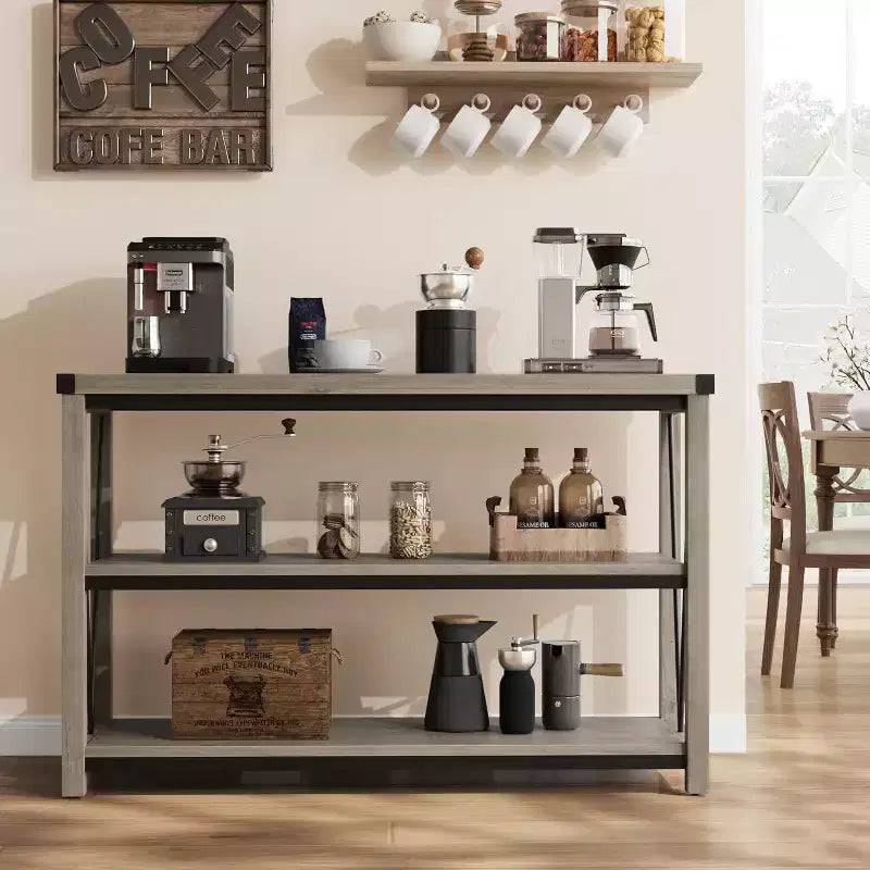 Console da 47 pollici con 3 ripiani – Legno Grigio